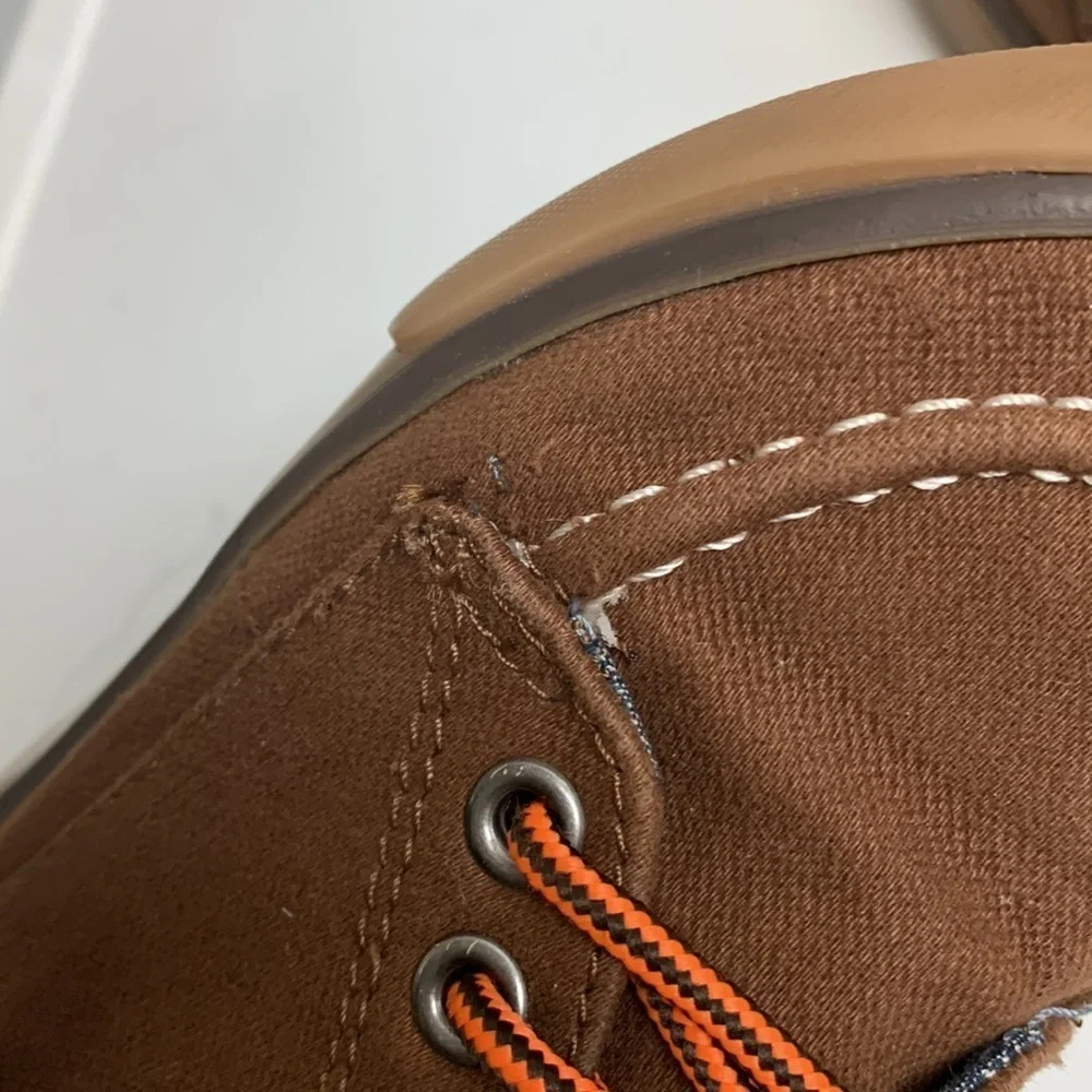 Gymbroee boots mock toe style high tops brown canvas orange laces size 9